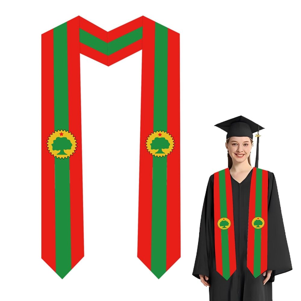 4588 Oromo National Flag Graduation Stole Embroidery Sash for Study Aboard